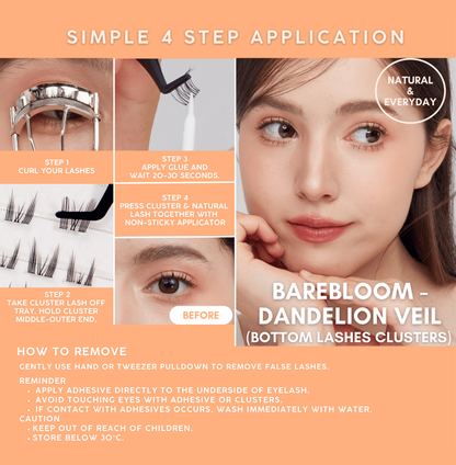 BAREBLOOM - Dandelion Veil (Bottom Lashes Clusters)